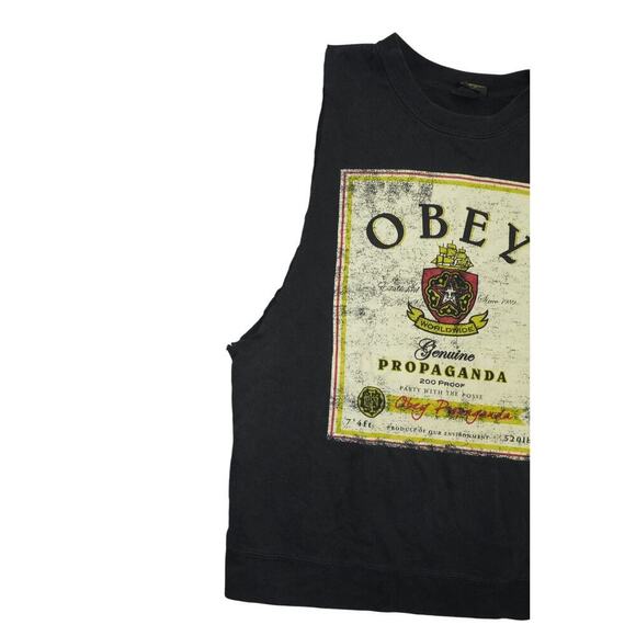 Obey “Genuine Propaganda” Cutoff Sleeveless Sweatshirt – Size M - Picture 4 of 7